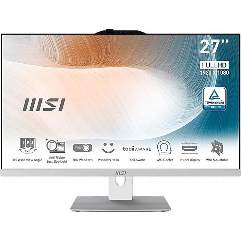 MSI Modern AM272P 12M-028US 27" FHD AIO Desktop in White - MoAM272P12M028