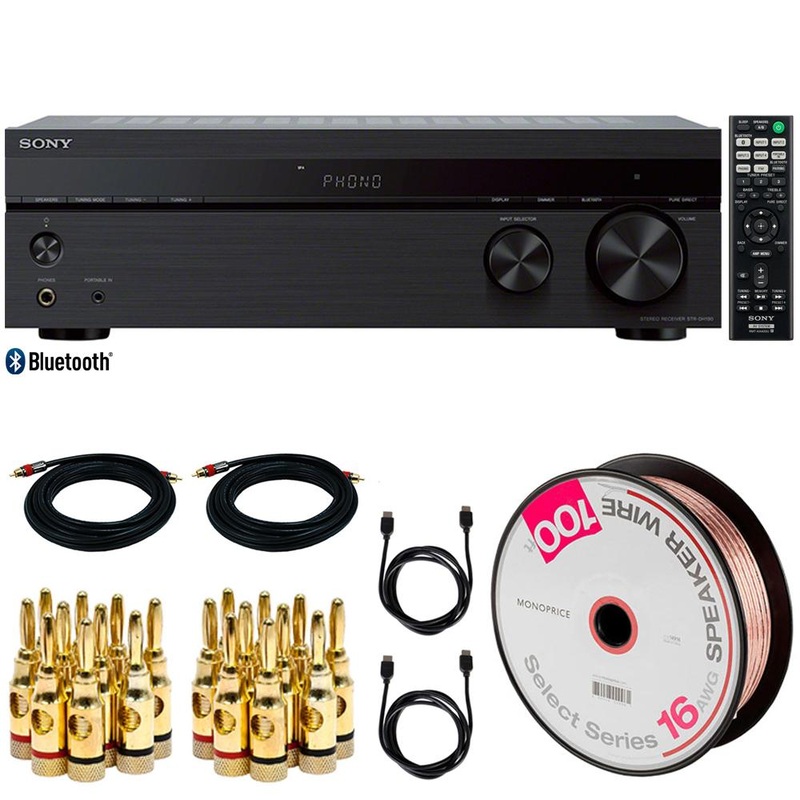 Sony STRDH190 2-Ch Stereo Receiver w/ Phono Inputs & Bluetooth + Audio Cable Kit