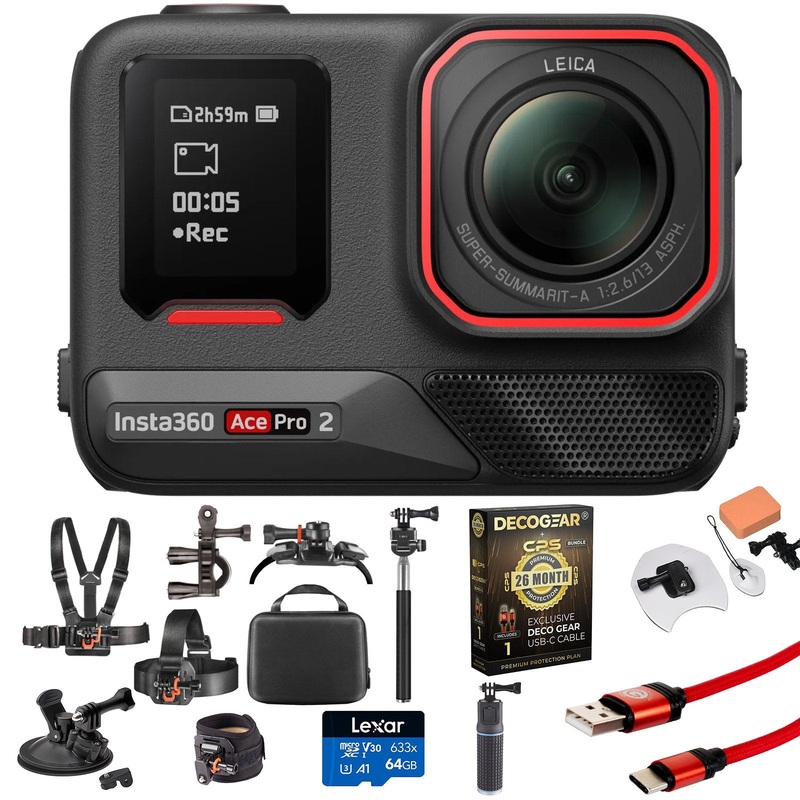 Insta360 Ace Pro 2 8K Waterproof Action Camera Standard Bundle with Super Bundle Pack