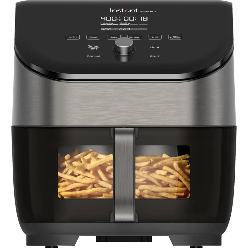 Instant Pot Vortex Plus 6qt Air Fryer with ClearCook + OdorErase, Steel/Black - Refurbished