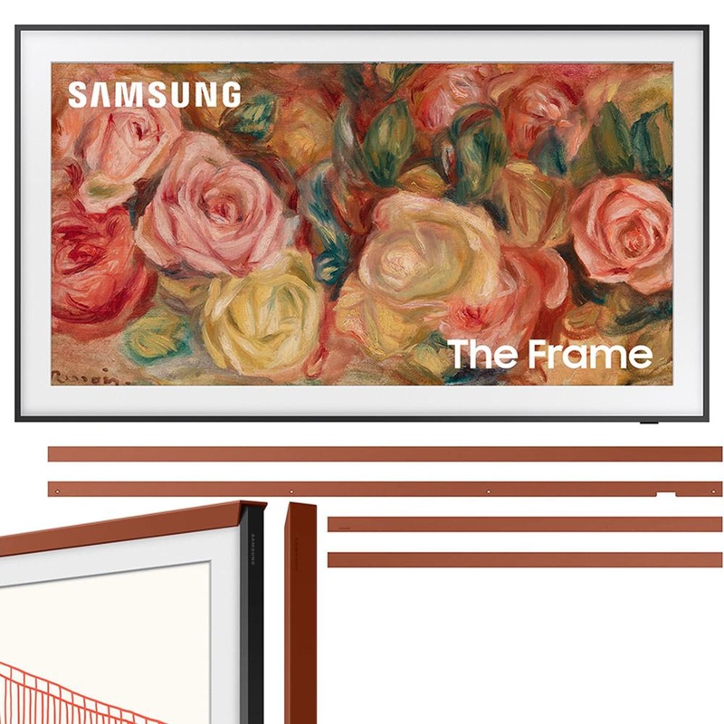 Samsung 55 inch The Frame QLED 4K Smart TV 2024 with Bezel Beveled Brick Red