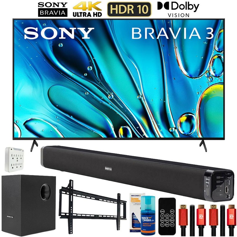 Sony BRAVIA 3 K75S30 75" 4K HDR LED TV (2024) with Deco Gear Home Theater Bundle