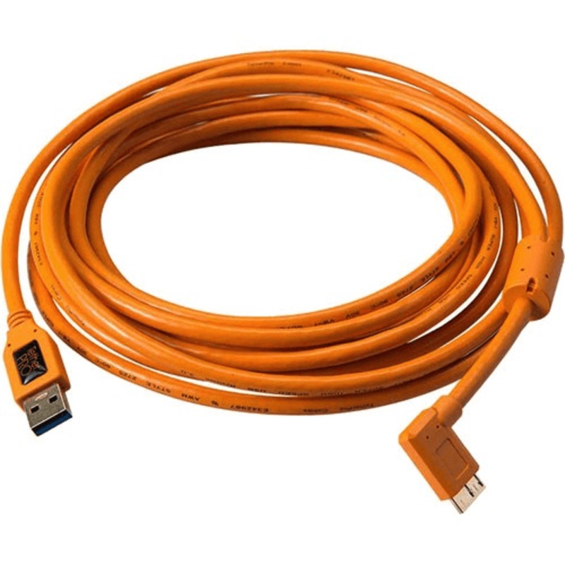 Tether Tools USB 3.0 Type-A Male to Micro-USB Right-Angle Male Cable (15, Orange)