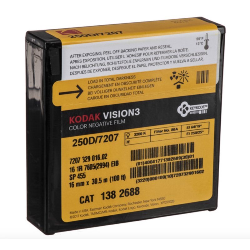 Kodak VISION3 250D Color Negative Film #7207 (16mm, 100' Roll)