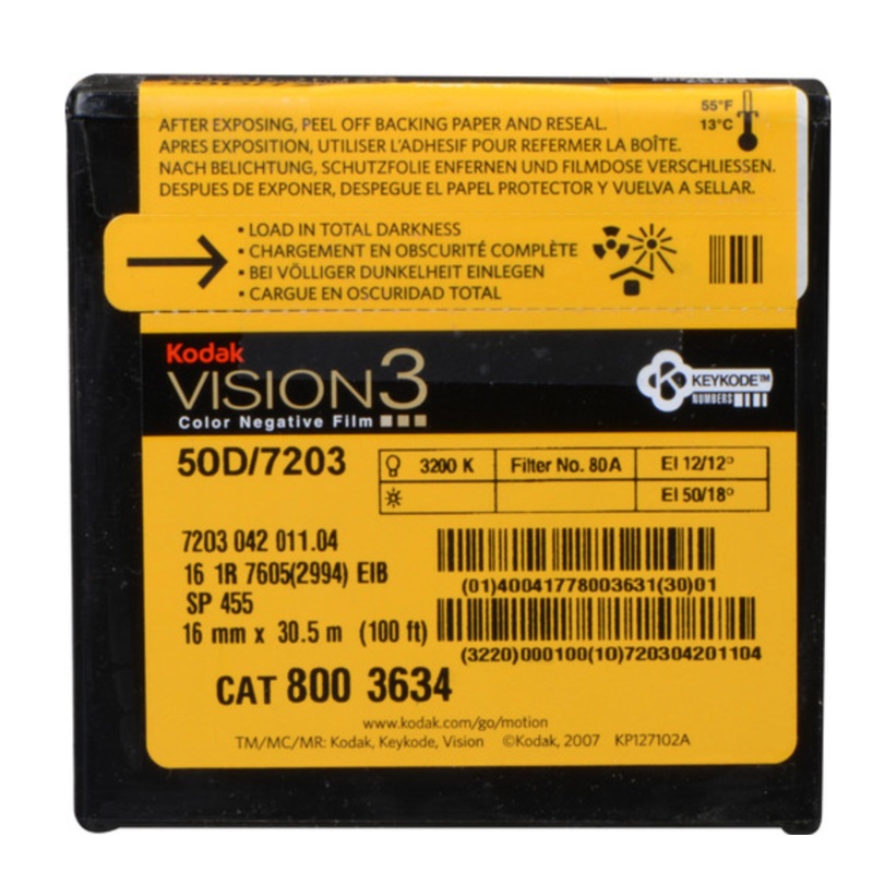 Kodak VISION3 50D Color Negative Film #7203 (16mm, 100' Roll, Single Perf)