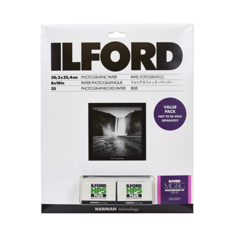 Ilford MULTIGRADE RC Deluxe Paper and HP5 Plus Value Pack (Glossy, 8 x 10", 25 Sheets)