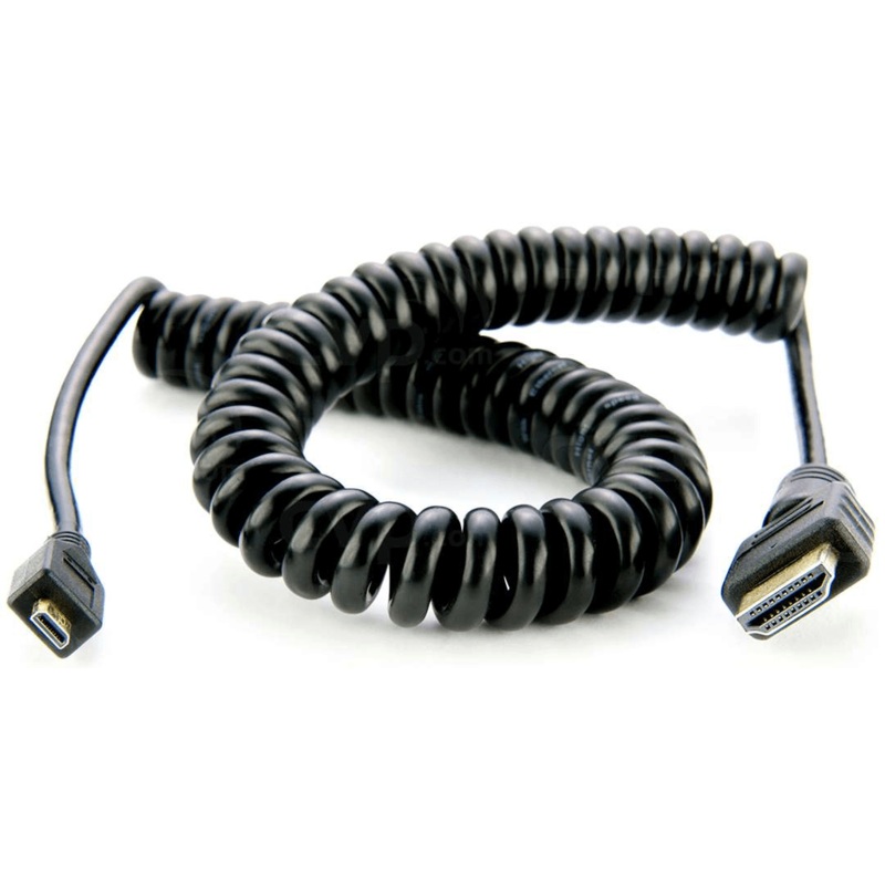 Atomos ATOMCAB006 Coiled Right-angle Micro HDMI to Mini HDMI (30-45cm)