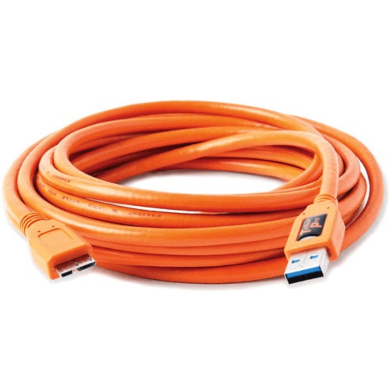 Tether Tools TetherPro USB 3.0 Male Type-A to USB 3.0 Micro-B Cable (15, Orange)