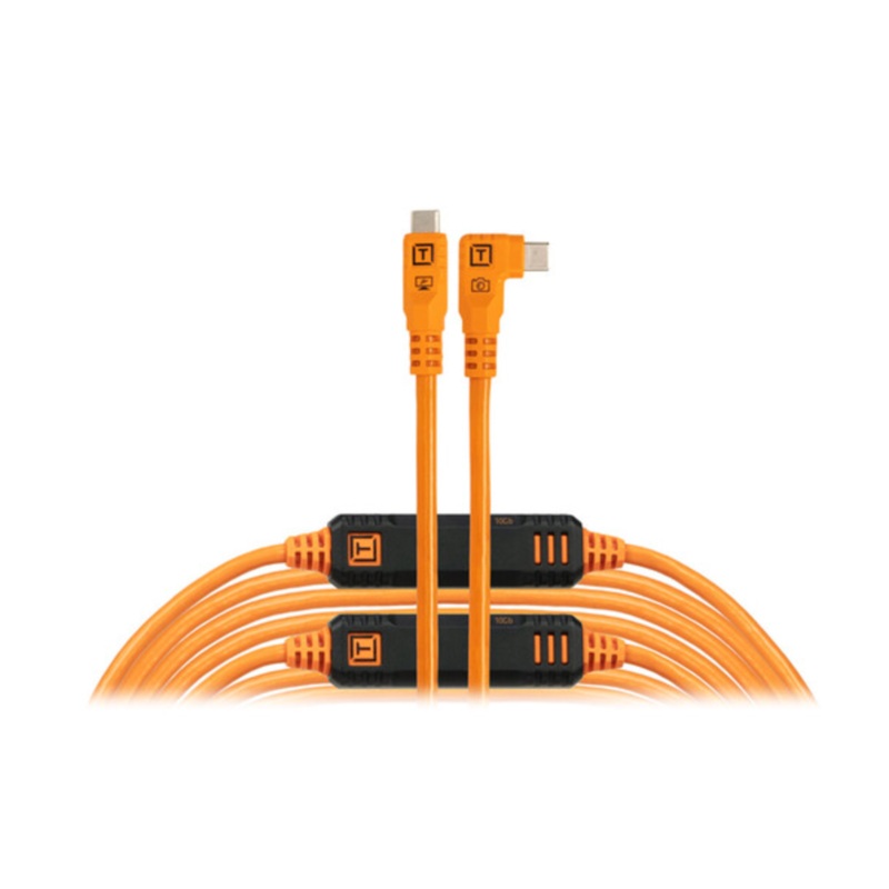 Tether Tools TetherPro Optima USB-C Cable (31', High-Visibility Orange, Right-Angle)