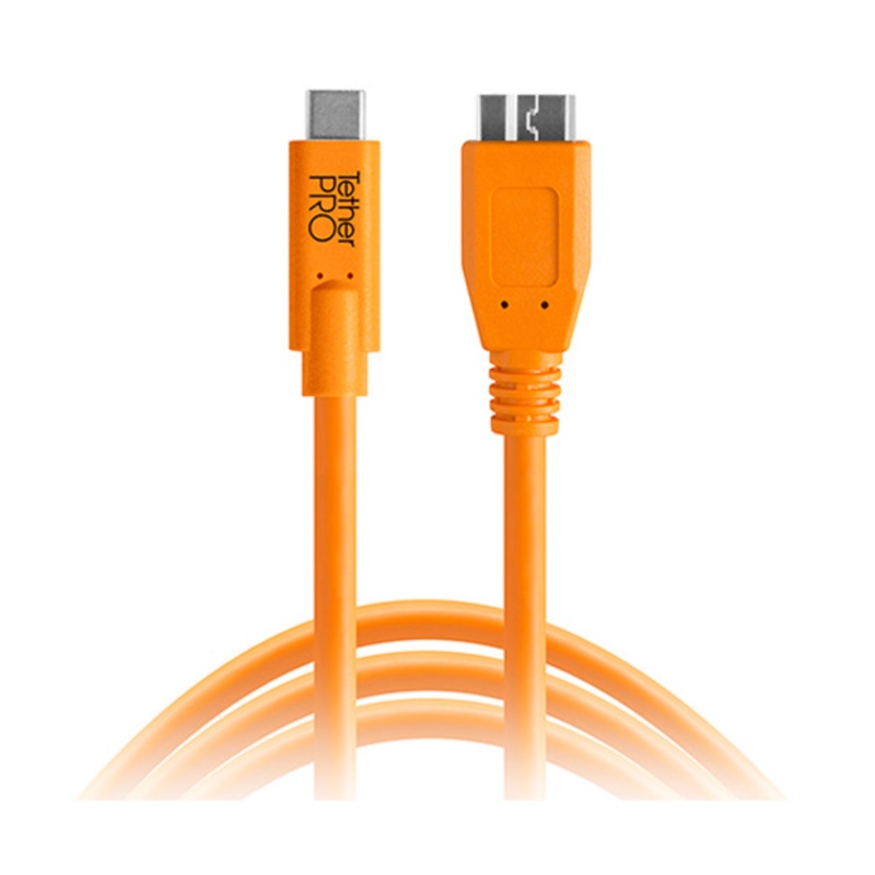 Tether Tools TetherPro USB Type-C Male to Micro-USB 3.0 Type-B Male Cable (15', Orange)