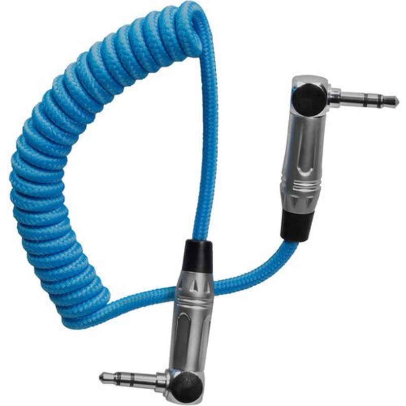 Kondor Blue Coiled 3.5mm Right-angle TRS Stereo Audio Cable (12-24)