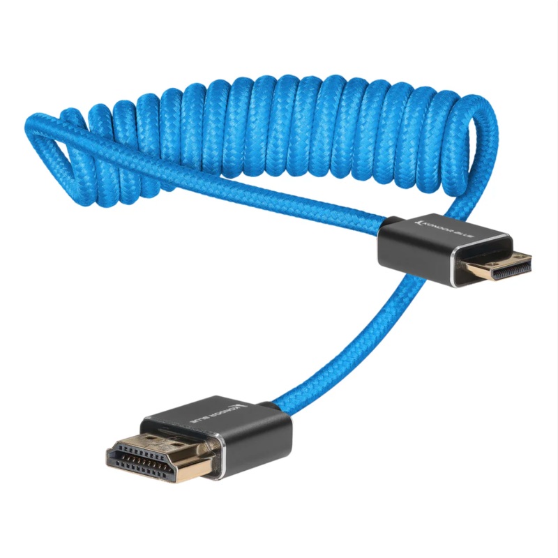 Kondor Blue Mini HDMI to Full HDMI Cable 12"-24" Braided Coiled
