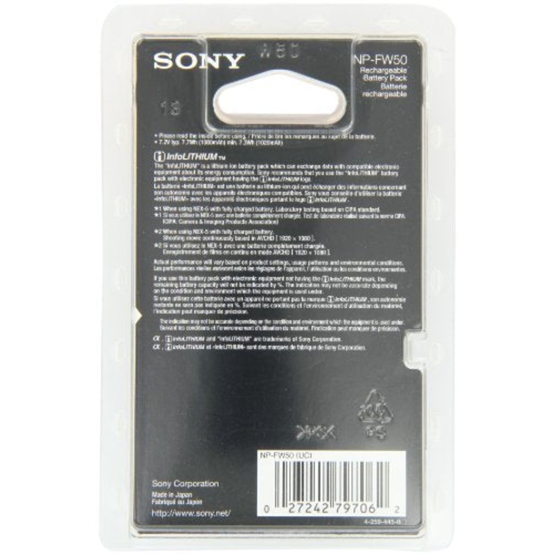 Sony NP-FW50 Lithium-Ion 1020mAh Rechargeable Battery
