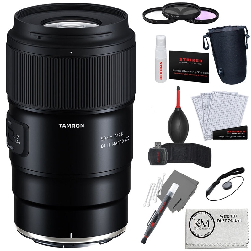 Tamron 90mm f/2.8 Di III VXD Macro Lens | Nikon Z Bundle with 3-Piece Filter Set + Photo Starter Kit + Lens Pouch + Cleaning Cloth (5 Item)