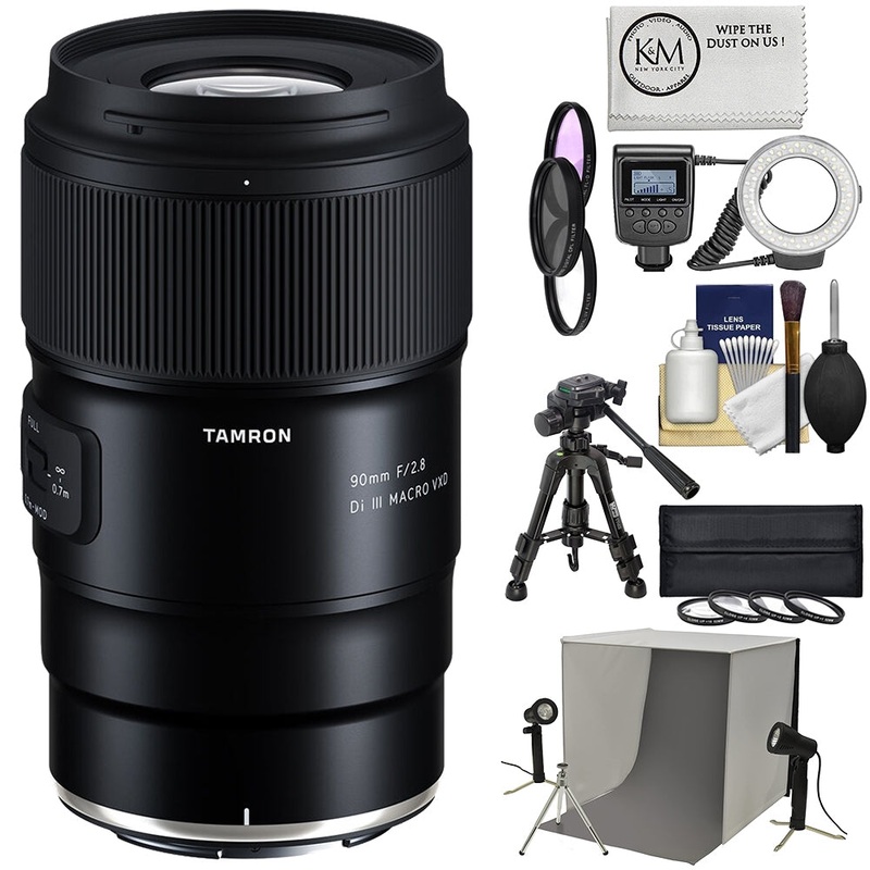 Tamron 90mm f/2.8 Di III VXD Macro Lens | Nikon Z Bundle with Ring Light + Filter Set + Closeup Filter Set + Photo Studio +  Cleaning Kit + Tripod + Cleaning Cloth (8 Items)