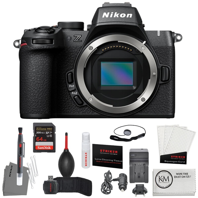 Nikon Z50 II Mirrorless Camera Bundle with 64GB Memory Card + Battery Charger + Deluxe Photo Starter Kit + Cleaning Cloth (5 Item)