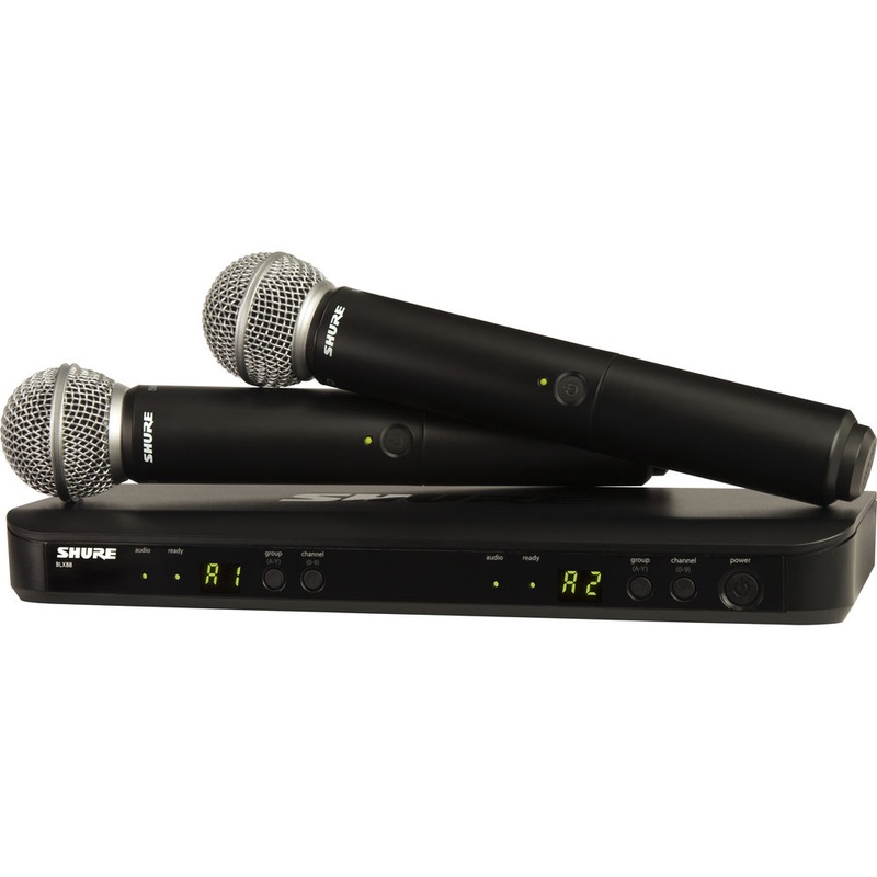 Shure BLX288/SM58 Dual-Channel Wireless Handheld Microphone System with SM58 Capsules | H10: 542 to 572 MHz