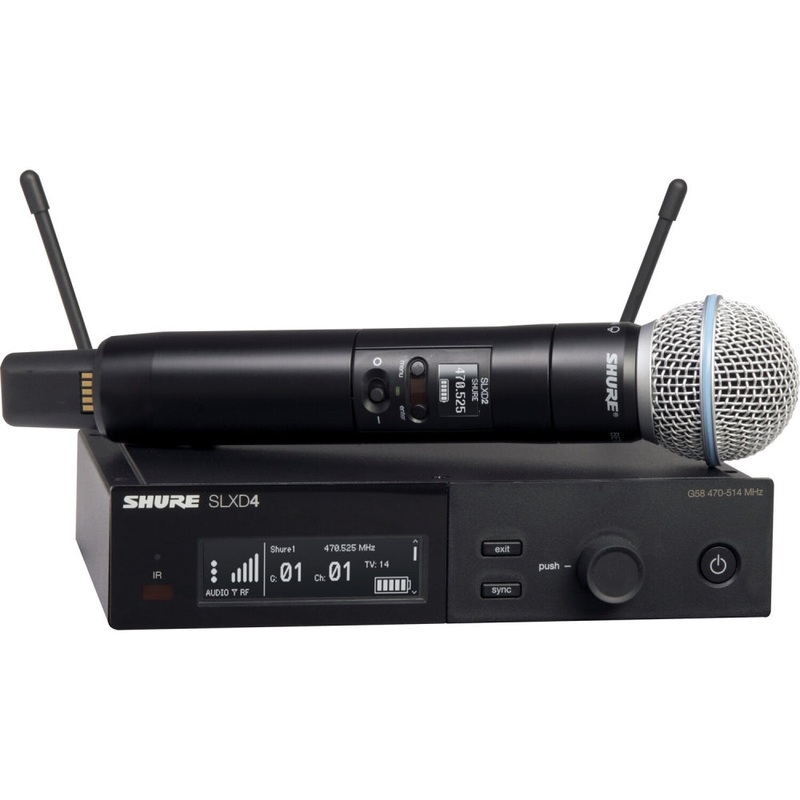 Shure SLXD24/B58 Digital Wireless Handheld Microphone System with Beta 58A Capsule | J52: 558 to 602 + 614 to 616 MHz