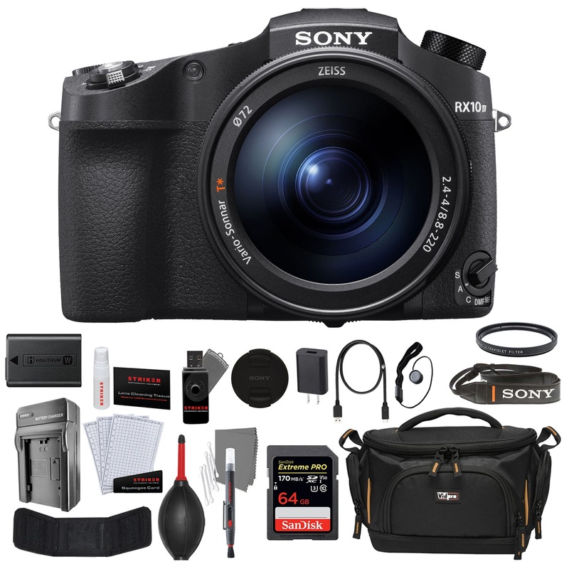 Sony Cyber-Shot DSC-RX10 IV Digital Camera with 64GB Memory Card + UV Filter + Camera Case + Photo Starter Kit + Charger (7 Items)