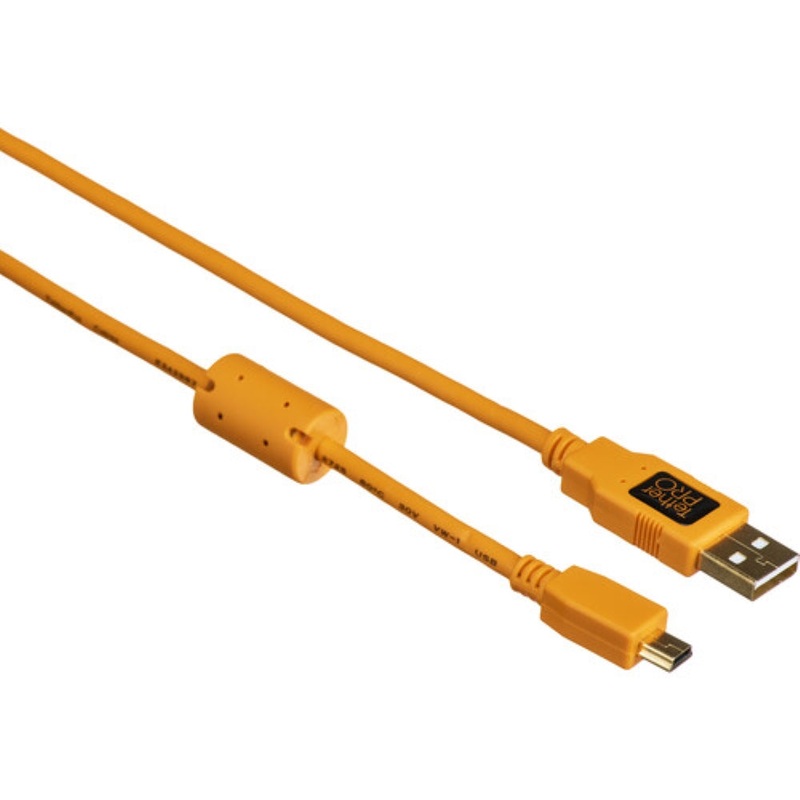 Tether Tools TetherPro USB 2.0 Type-A to 5-Pin Mini-USB Cable | Orange, 15'