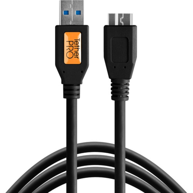 Tether Tools TetherPro USB 3.0 Male Type-A to USB 3.0 Micro-B Cable | 15', Black