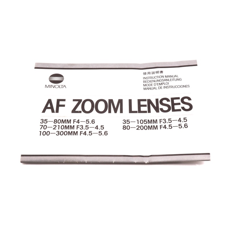 Minolta AF Zoom Lenses Instructions