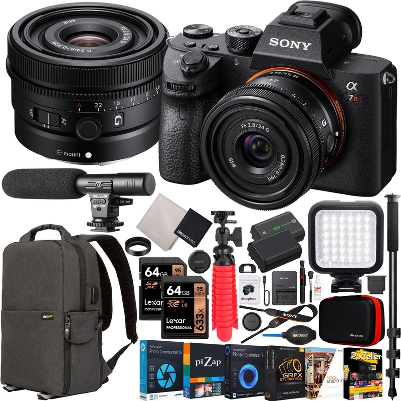 Sony a7R III Mirrorless Full Frame Camera Body +24mm F2.8 G Lens SEL24F28G Kit Bundle