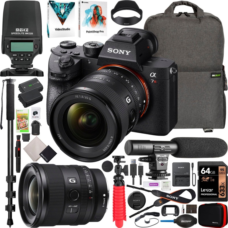 Sony a7R III Mirrorless Full Frame Camera Body Bundle +20mm F1.8 G Lens SEL20F18G Kit