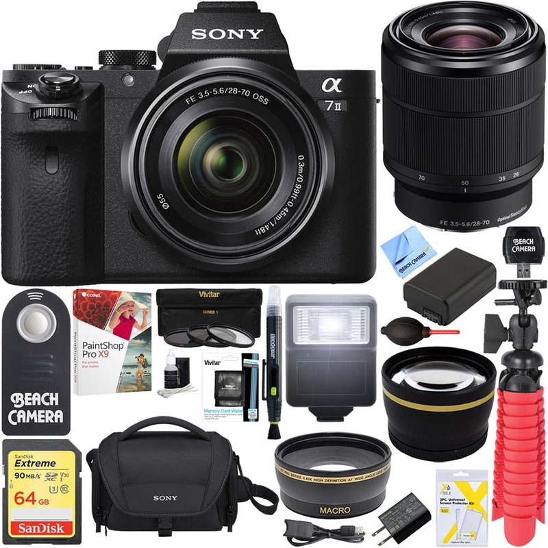 Sony Alpha 7II Mirrorless Camera with 28-70mm F3.5-5.6 OSS Lens + 64GB Battery Bundle