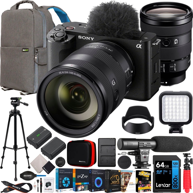 Sony ZV-E1 Full Frame Mirrorless Vlog Camera Black +24-105mm F4 G OSS Lens Kit Bundle