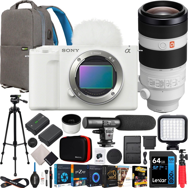 Sony ZV-E1 Full Frame Mirrorless Vlog Camera White + FE 100-400mm GM Lens Kit Bundle