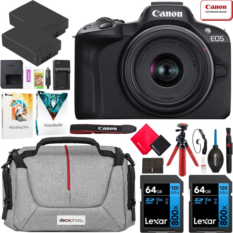 Canon EOS R50 Mirrorless Camera Black + 18-45mm IS STM Lens Kit Essential Bundle