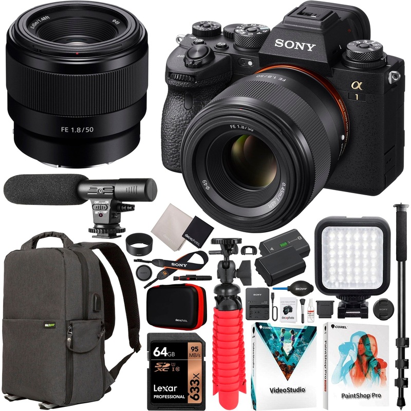Sony Alpha 1 Full Frame Mirrorless Camera + 50mm F1.8 FE Lens SEL50F18F Kit Bundle