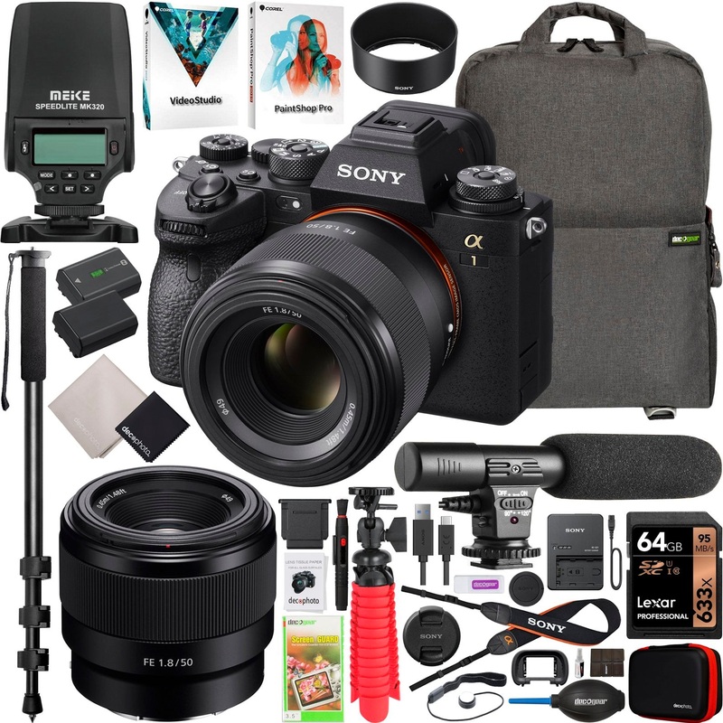 Sony Alpha 1 Full Frame Mirrorless Camera Kit + 50mm F1.8 Lens SEL50F18F Pro Bundle