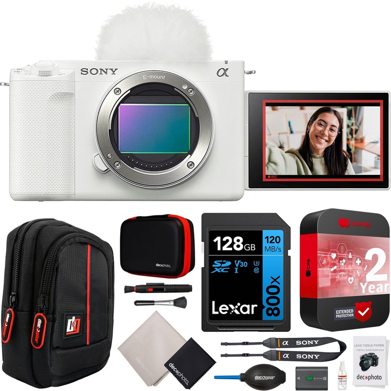 Sony ZV-E1 Full Frame Mirrorless Vlog Camera Body White + Extended Warranty Bundle