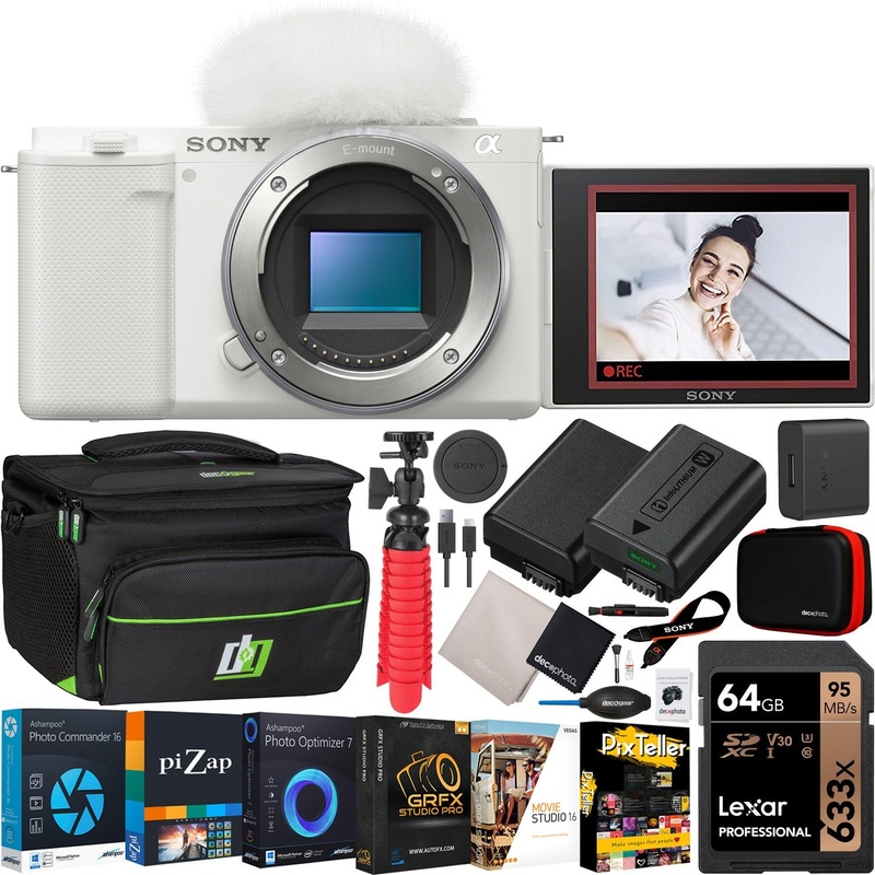Sony ZV-E10 Mirrorless Alpha APS-C Interchangeable Lens Vlog Camera Body White Bundle