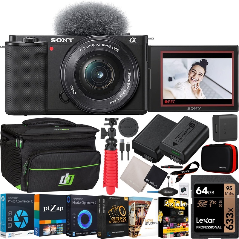 Sony ZV-E10 Mirrorless Alpha APS-C Vlog Camera Body + 16-50mm Zoom Lens Black Bundle