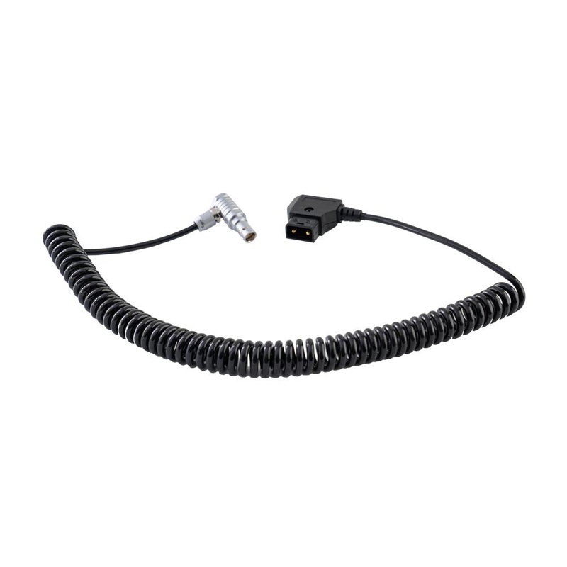 Coiled D-Tap to 2-Pin LEMO-Type Power Cable for RED KOMODO (12-36")